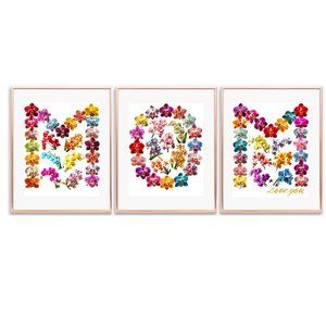 Print Art ORCHID FLOWERS 18 Colors Gift For MOM Birthday Set of 3 Unframed